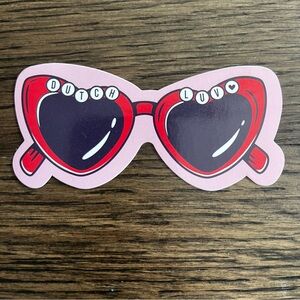 Dutch Bros Pink & Red Heart Sunglasses Sticker